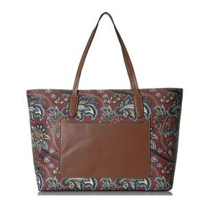 London Fog Floral Print Canvas Handbag 11x19x6 NWT